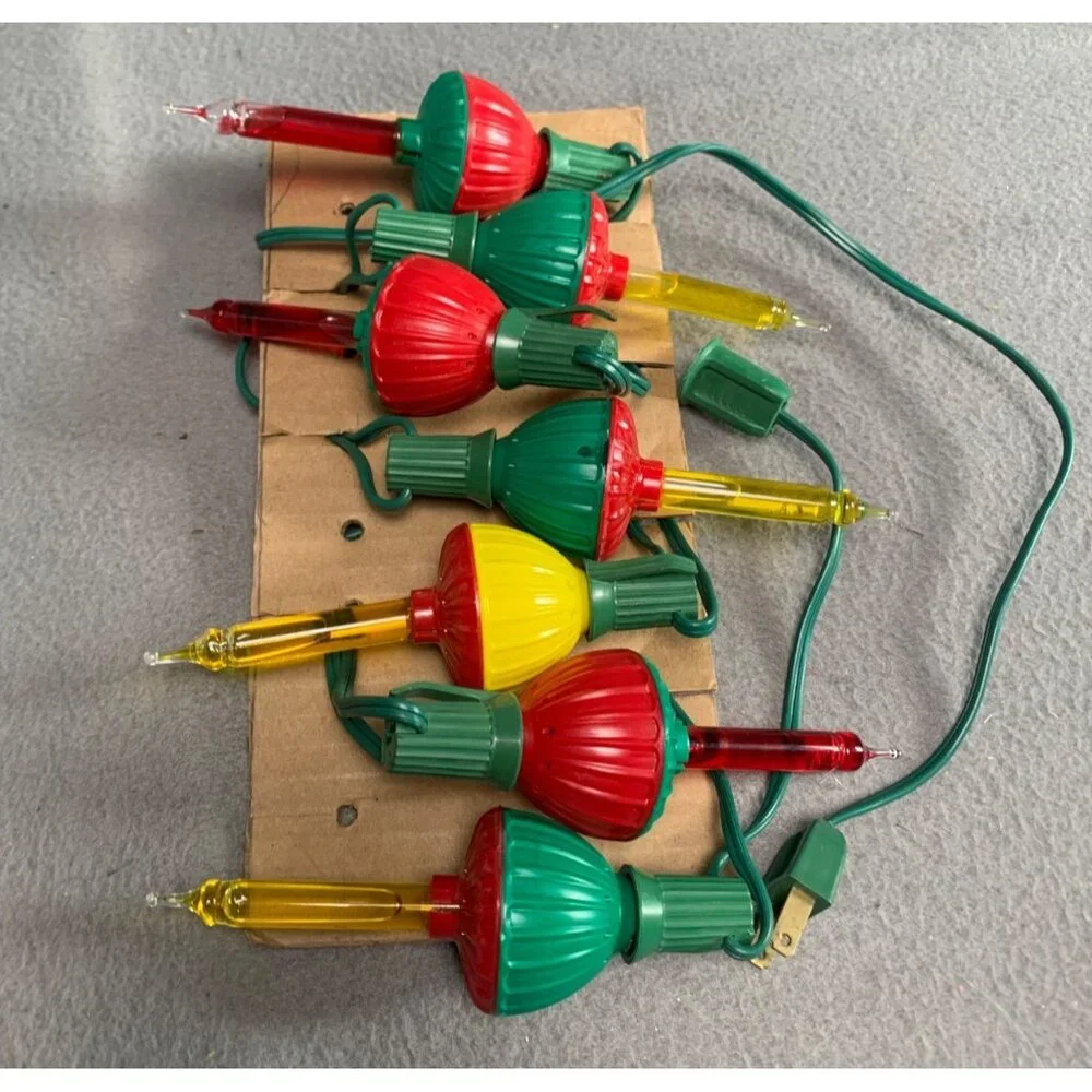 Vintage 50s Bubble Christmas Light Set of 7 Working